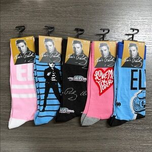 Elvis Presley Themed Men's Socks - Pink, Blue, Black